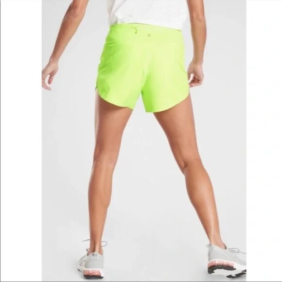 Athleta Run With It 3” Shorts – Neon Green (Size Medium) - Picture 2 of 7